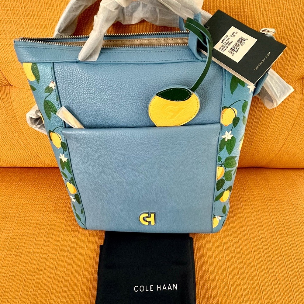 Cole Haan leather Grand Ambition Convertible Backpack Lemon print